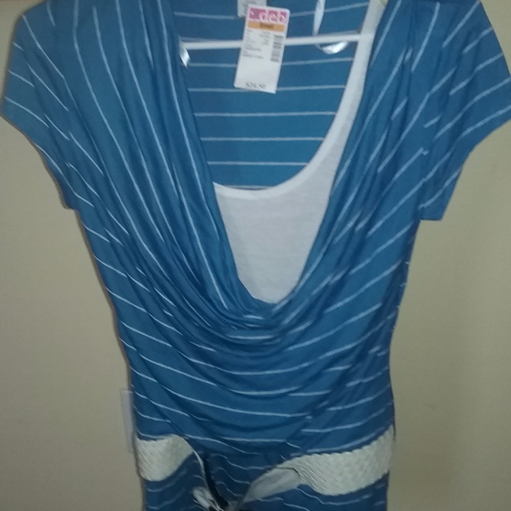 New Blue/White Stripe Women's Blouse